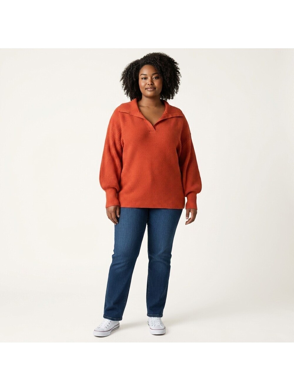 New Merokeety Sweater Pullover Women XL Red Knit Collared Long Sleeve Soft Cozy